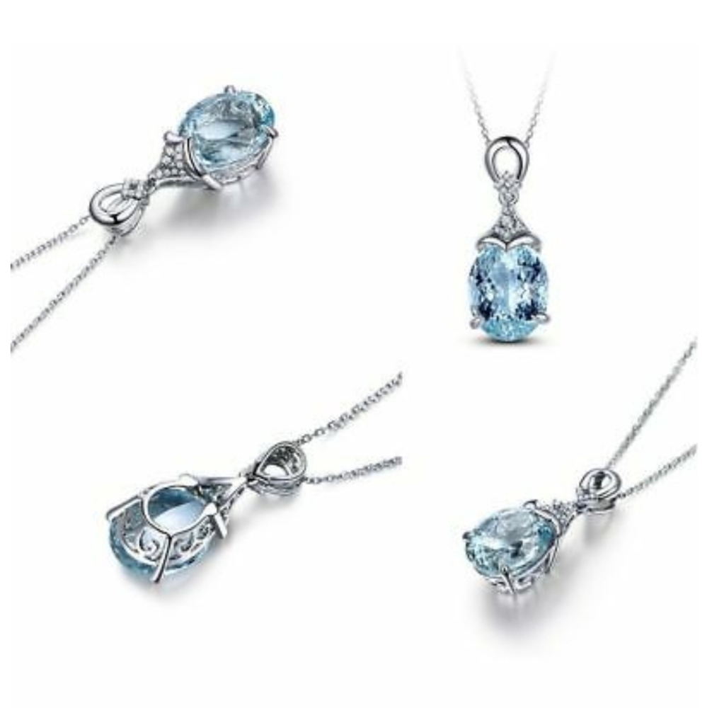 NEW!!! NWT NATURAL AQUAMARINE 925 SILVER CHAIN - Picture 6 of 7